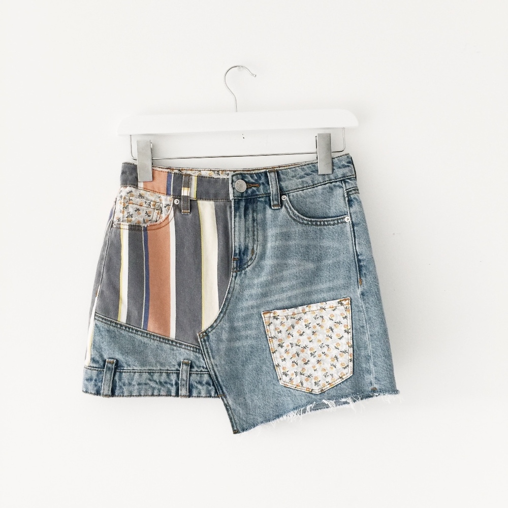 Patchwork Denim Skirt